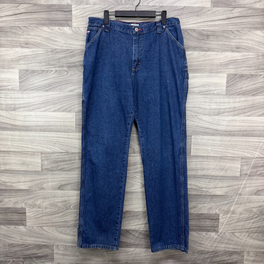Twenty X Calgary Carpenter Jeans Women 11/12 X34 Blue Denim Straight Relaxed Fit